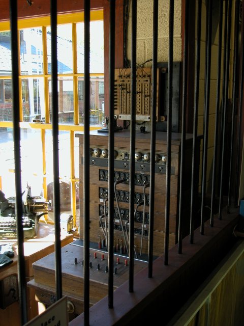 Switchboards, telegraph on top, and telephone below.